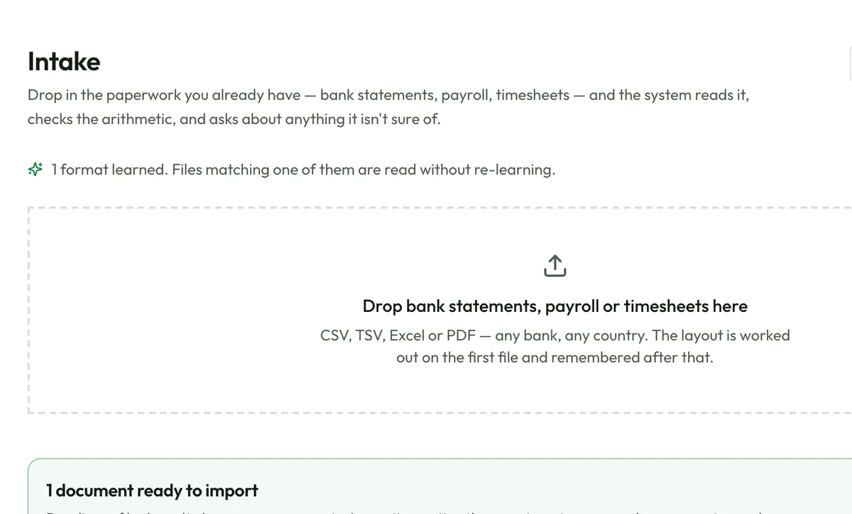 A bank statement read and ready to import into accounting